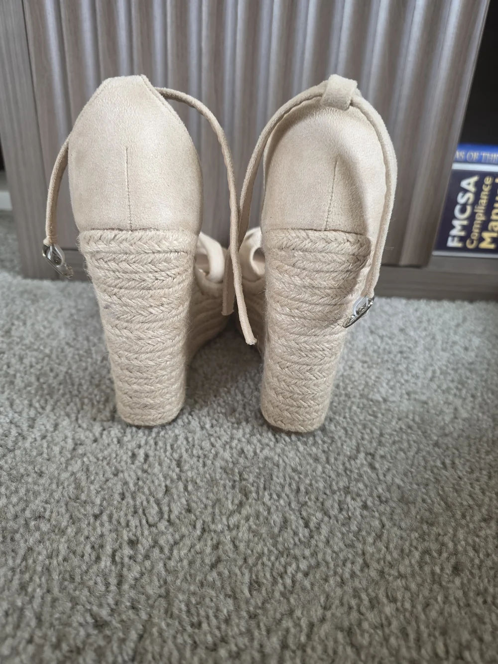 Womens Beige Platform Espadrille Sandals with Knot Detail